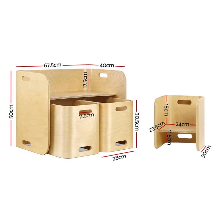 Keezi 3PCS Kids Table and Chairs Set Multifunctional Storage Desk Keezi 3PCS Kids Table and Chairs Set Multifunctional Storage Desk