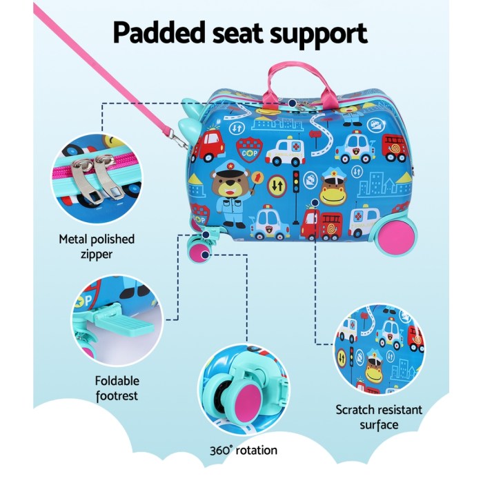 Wanderlite 17″ Kids Ride On Luggage Children Suitcase Trolley Travel Car