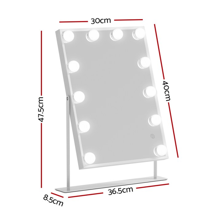 Embellir Bluetooth Makeup Mirror 30x40cm Hollywood Vanity with LED Light White Embellir Bluetooth Makeup Mirror 30x40cm Hollywood Vanity with LED Light White