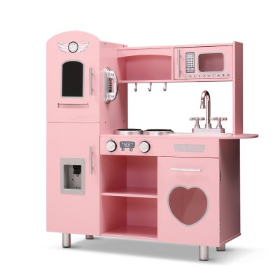 Keezi Kids Kitchen Play Set Wooden Pretend Toys Cooking Children Storage Pink Keezi Kids Kitchen Play Set Wooden Pretend Toys Cooking Children Storage Pink