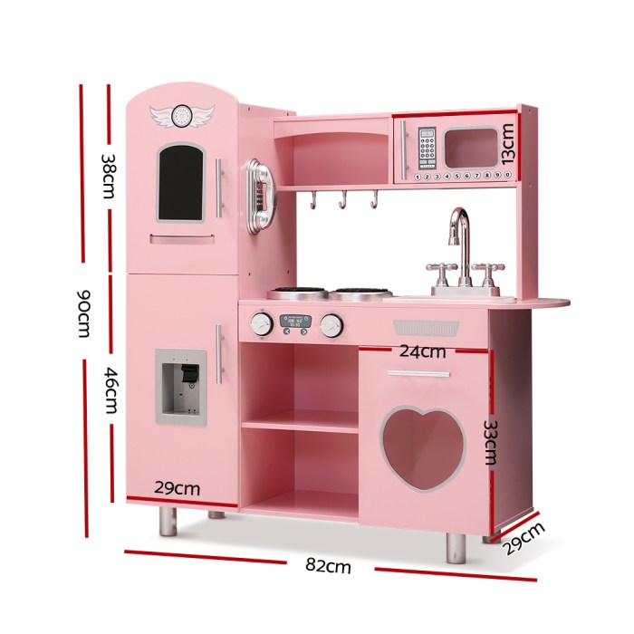 Keezi Kids Kitchen Play Set Wooden Pretend Toys Cooking Children Storage Pink Keezi Kids Kitchen Play Set Wooden Pretend Toys Cooking Children Storage Pink