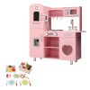 Keezi Kids Kitchen Play Set Wooden Pretend Toys Cooking Children Food Pink Keezi Kids Kitchen Play Set Wooden Pretend Toys Cooking Children Food Pink