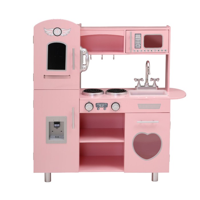 Keezi Kids Kitchen Play Set Wooden Pretend Toys Cooking Children Food Pink Keezi Kids Kitchen Play Set Wooden Pretend Toys Cooking Children Food Pink