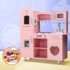 Keezi Kids Kitchen Play Set Wooden Pretend Toys Cooking Children Food Pink Keezi Kids Kitchen Play Set Wooden Pretend Toys Cooking Children Food Pink