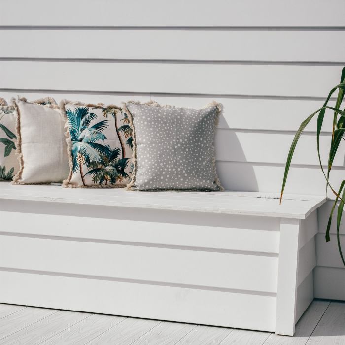Cushion Cover-Coastal Fringe Natural-Palm Trees Natural-45cm x 45cm