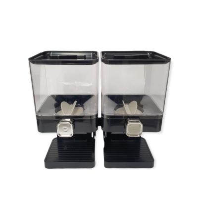 2 x 3.7L Double Cereal Dispenser Black – Square Rice Beans Countertop Storage