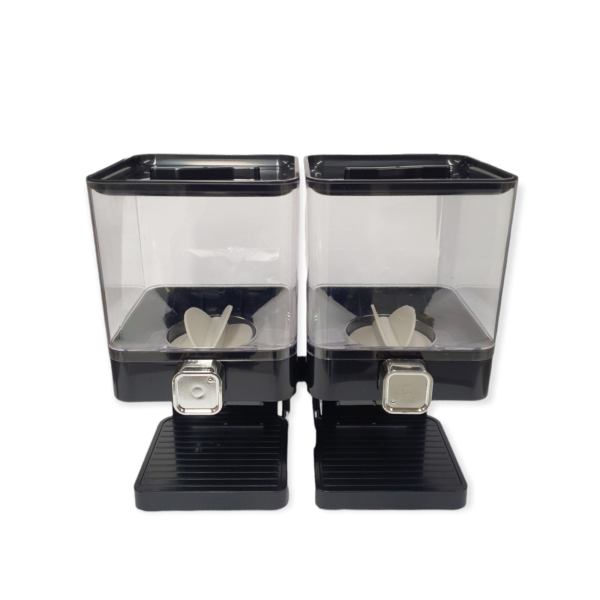 2 x 3.7L Double Cereal Dispenser Black – Square Rice Beans Countertop Storage 2 x 3.7L Double Cereal Dispenser Black – Square Rice Beans Countertop Storage