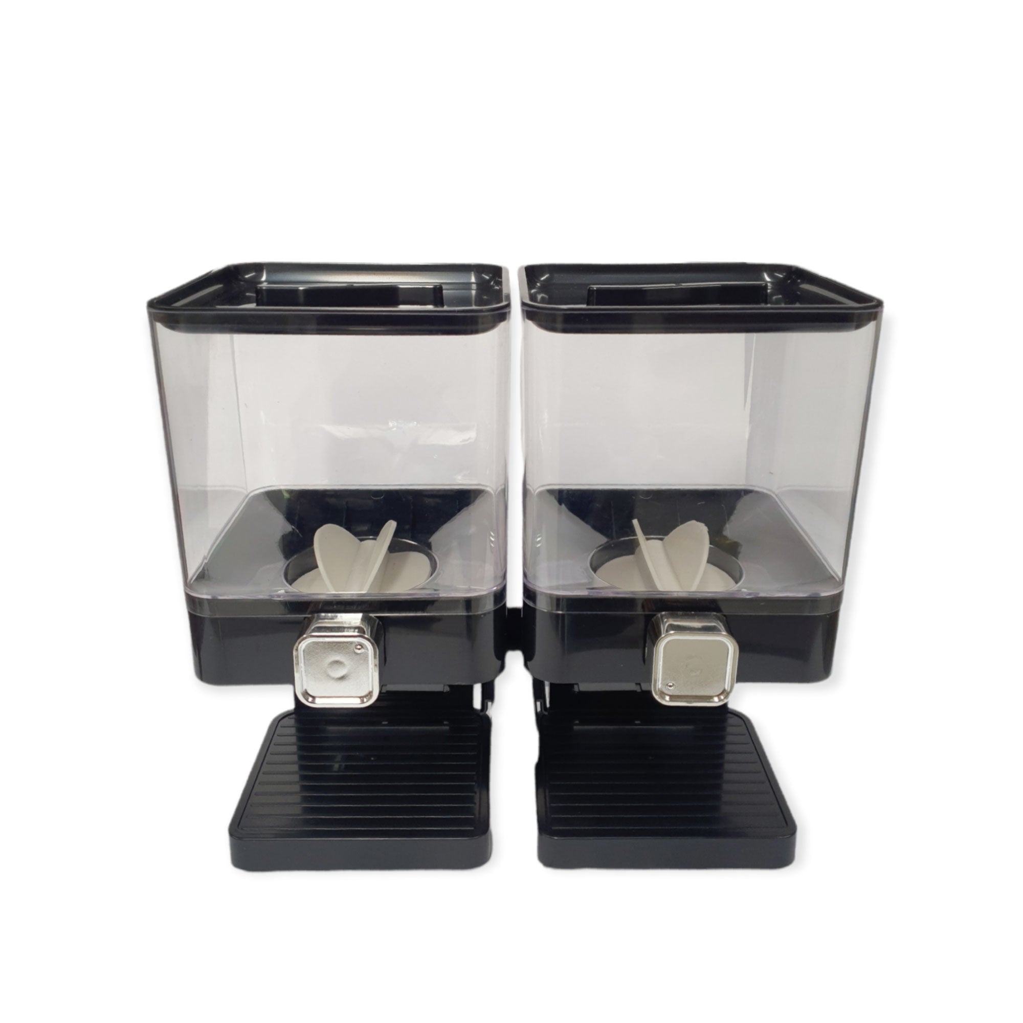 2 x 3.7L Double Cereal Dispenser Black – Square Rice Beans Countertop Storage