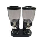 2 x 4L Double Cereal Dispenser Black – Round Rice Grains Countertop Storage
