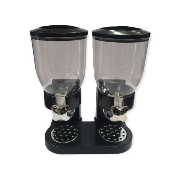 2 x 4L Double Cereal Dispenser Black – Round Rice Grains Countertop Storage