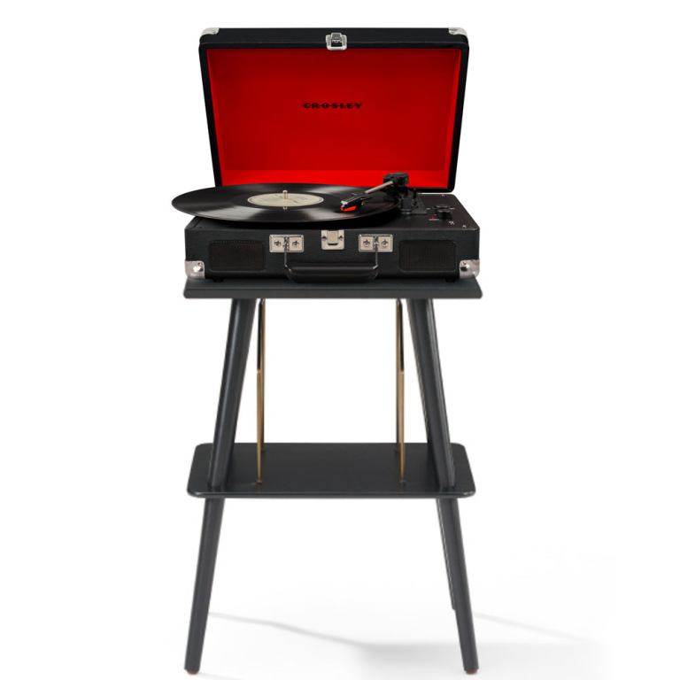 Crosley Cruiser Bluetooth Portable Turntable – Black + Crosley Entertainment Stand Bundle Crosley Cruiser Bluetooth Portable Turntable – Black + Crosley Entertainment Stand Bundle