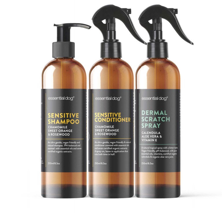 Essential Dog Sensitive Skin Value Pack: Shampoo, Conditioner and Dermal Itch Spray Essential Dog Sensitive Skin Value Pack: Shampoo, Conditioner and Dermal Itch Spray