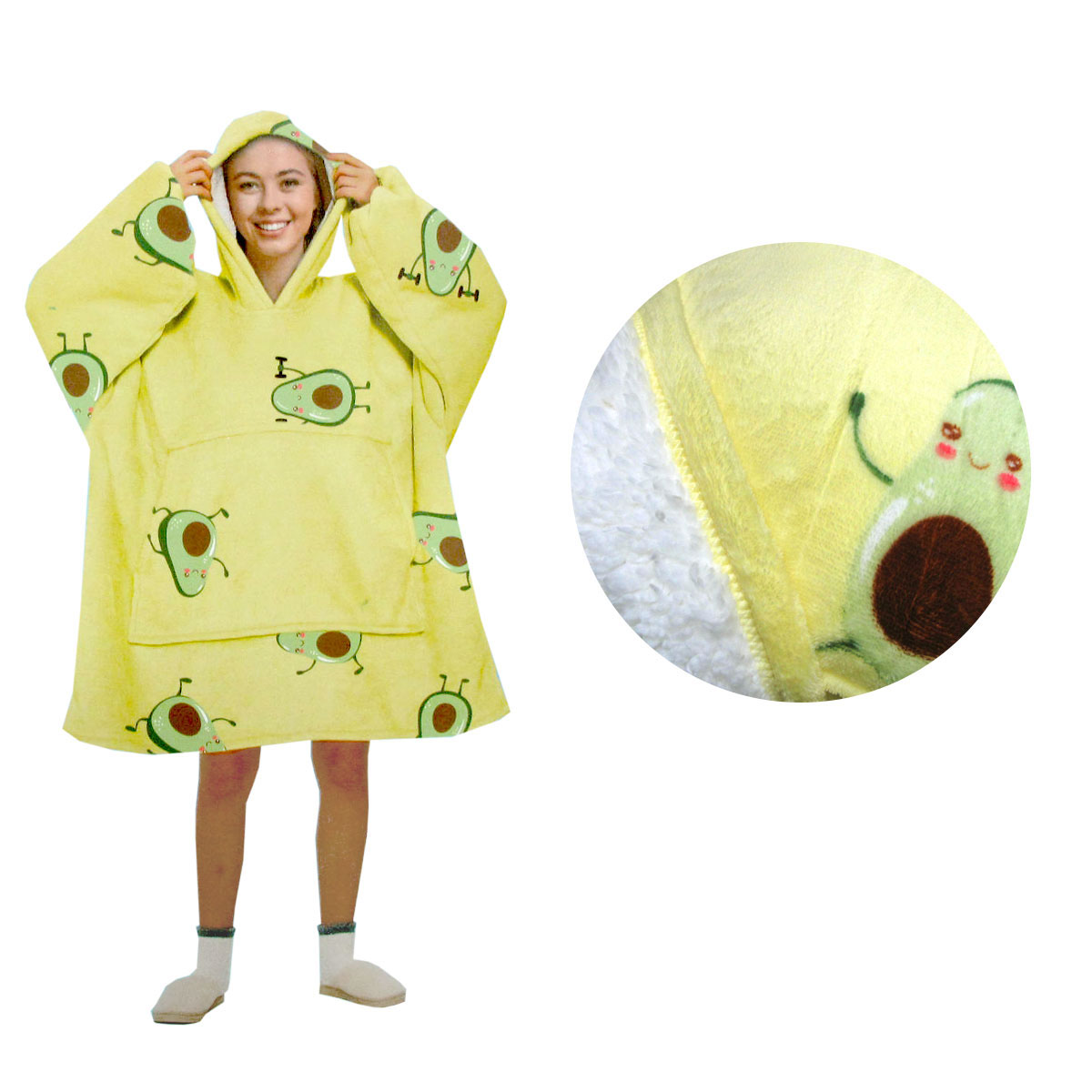 Blanket Hoodie with Sherpa Reverse Yellow Avocado
