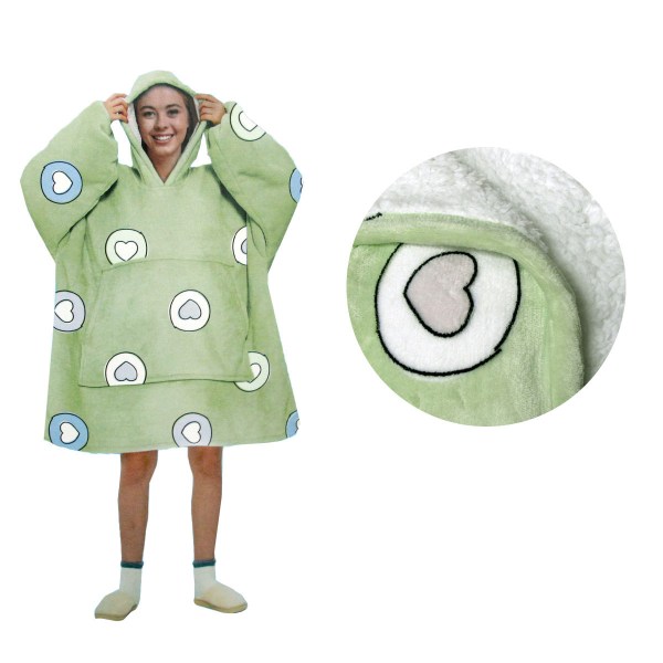 Blanket Hoodie with Sherpa Reverse Apple Hearts Blanket Hoodie with Sherpa Reverse Apple Hearts