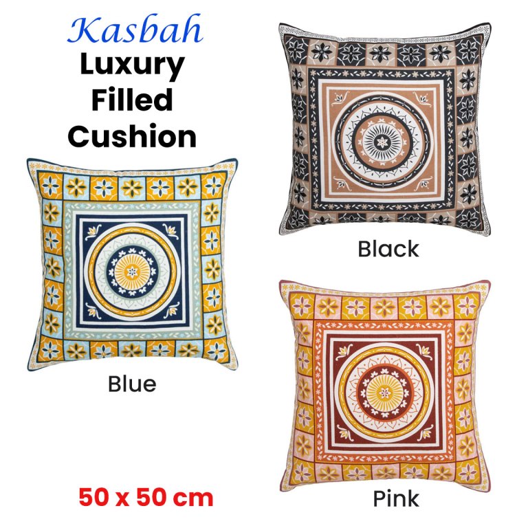 J Elliot Home Kasbah Luxury Filled Cushion 50 x 50cm Blue J Elliot Home Kasbah Luxury Filled Cushion 50 x 50cm Blue