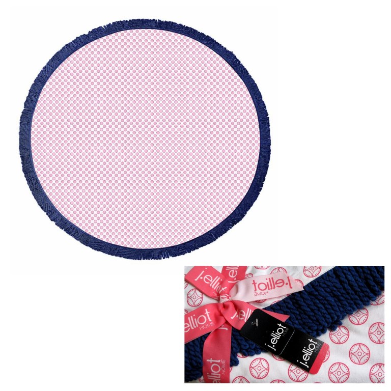 J.Elliot Home Koel Round Cotton Turkish Towel Pink/ Navy J.Elliot Home Koel Round Cotton Turkish Towel Pink/ Navy