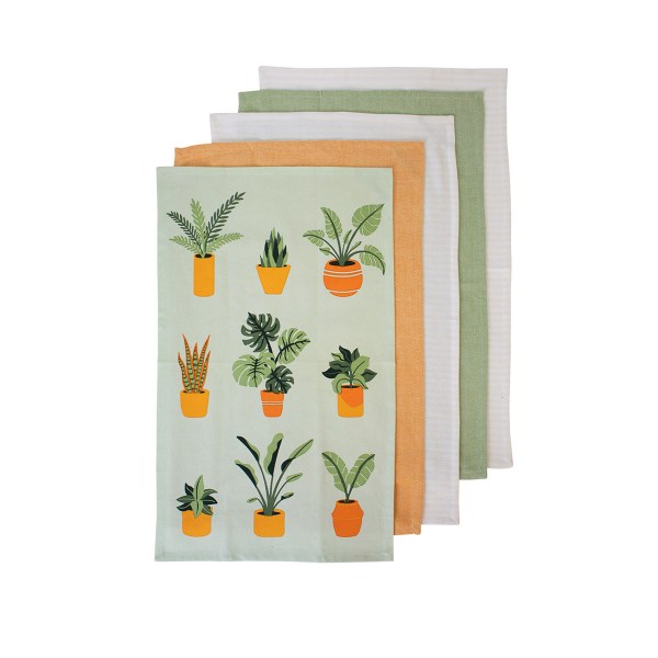 Ladelle Set of 5 Plant Life Cotton Kitchen Tea Towels 50 x 70 cm Green Ladelle Set of 5 Plant Life Cotton Kitchen Tea Towels 50 x 70 cm Green
