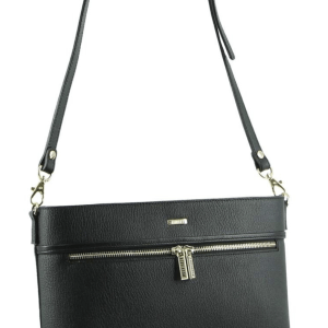 Morrissey Italian Structured Leather Cross Body Handbag Bag – Black