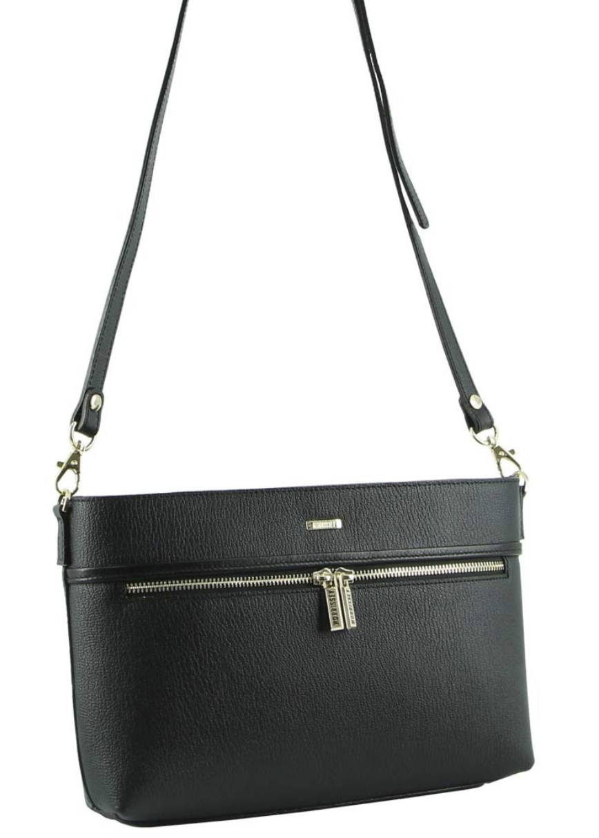 Morrissey Italian Structured Leather Cross Body Handbag Bag – Black
