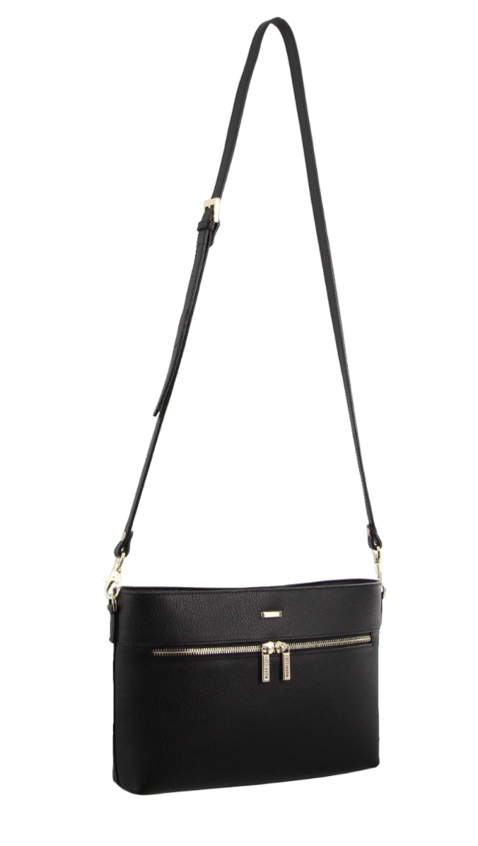 Morrissey Italian Structured Leather Cross Body Handbag Bag – Black