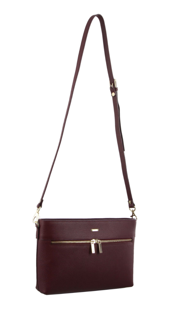 Morrissey Italian Structured Leather Cross Body Handbag Bag – Wine