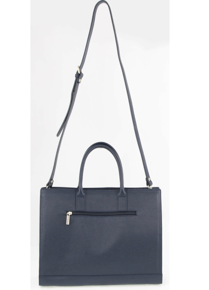 Morrissey Italian Structured Leather Tote Unisex Computer Bag Handbag – Navy Morrissey Italian Structured Leather Tote Unisex Computer Bag Handbag – Navy