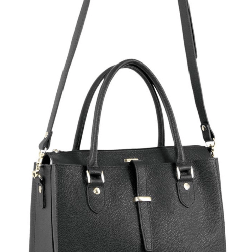 Morrissey Italian Womens Structured Leather Handbag Ladies Bag – Black