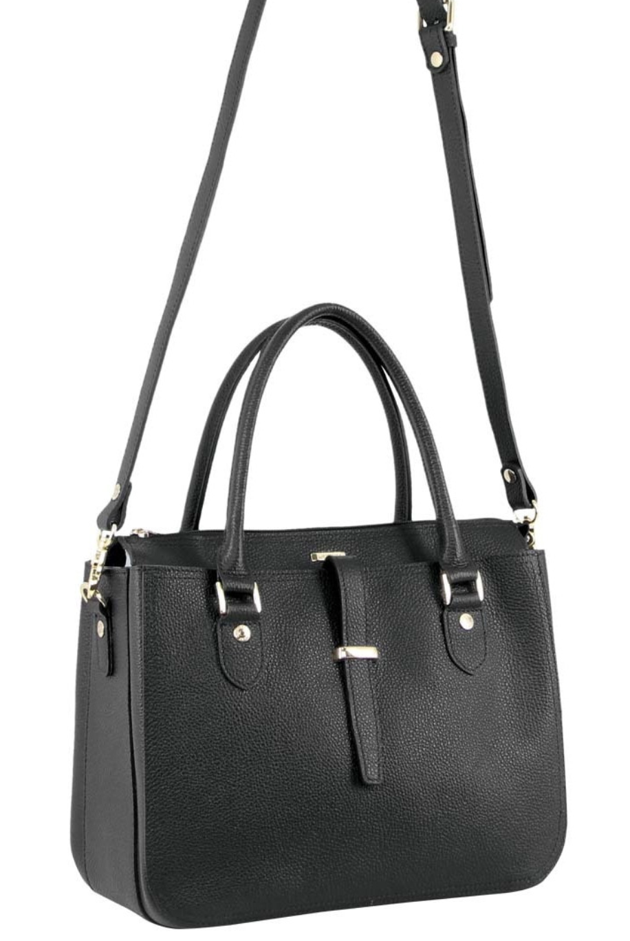 Morrissey Italian Womens Structured Leather Handbag Ladies Bag – Black