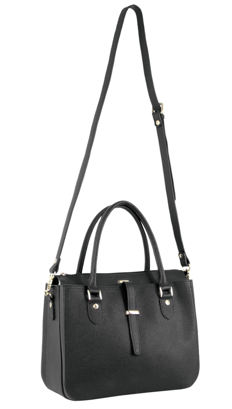 Morrissey Italian Womens Structured Leather Handbag Ladies Bag – Black