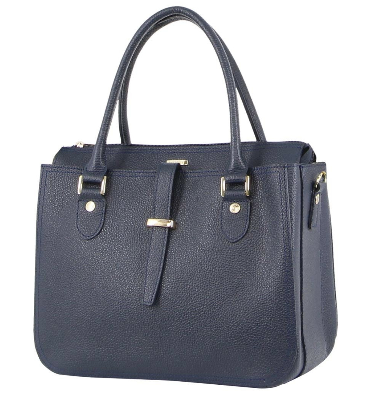 Morrissey Italian Womens Structured Leather Handbag Ladies Bag – Navy