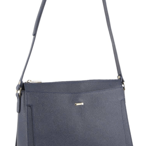 Morrissey Italian Structured Leather Cross Body Handbag Tote Bag – Navy