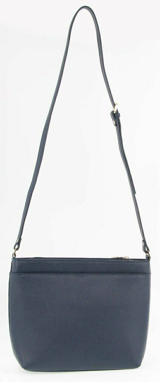 Morrissey Italian Womens Structured Leather Cross Body Handbag Bag Ladies – Navy