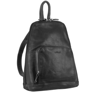 Milleni Womens Twin Zip Backpack Nappa Italian Leather Travel Bag – Black
