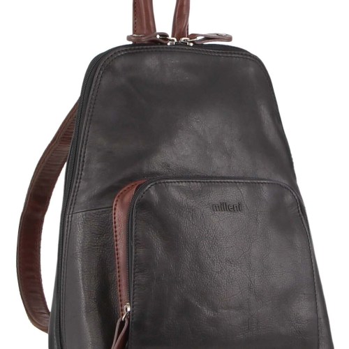 Milleni Womens Bag Italian Leather Soft Nappa Leather Backpack Travel – Black/Chestnut Milleni Womens Bag Italian Leather Soft Nappa Leather Backpack Travel – Black/Chestnut