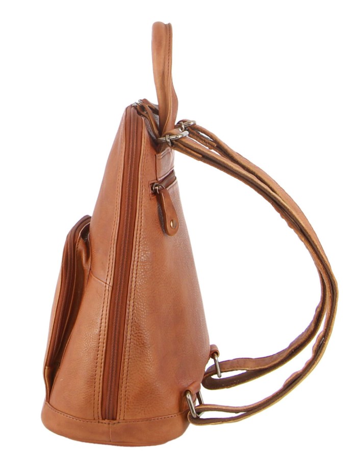 Milleni Genuine Italian Leather Soft Nappa Leather Backpack Bag Travel – Cognac