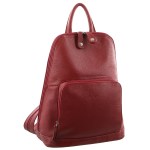 Milleni Womens Twin Zip Backpack Nappa Italian Leather Bag Travel – Red