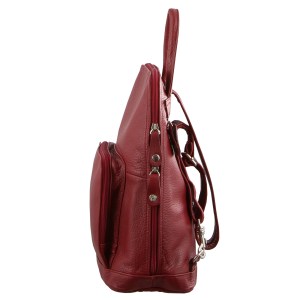Milleni Womens Twin Zip Backpack Nappa Italian Leather Bag Travel – Red