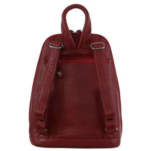 Milleni Womens Twin Zip Backpack Nappa Italian Leather Bag Travel – Red