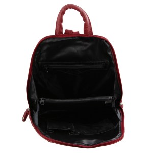 Milleni Womens Twin Zip Backpack Nappa Italian Leather Bag Travel – Red