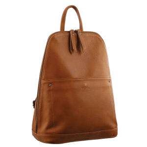 Milleni Ladies Genuine Italian Leather Backpack Bag Twin Zip – Cognac