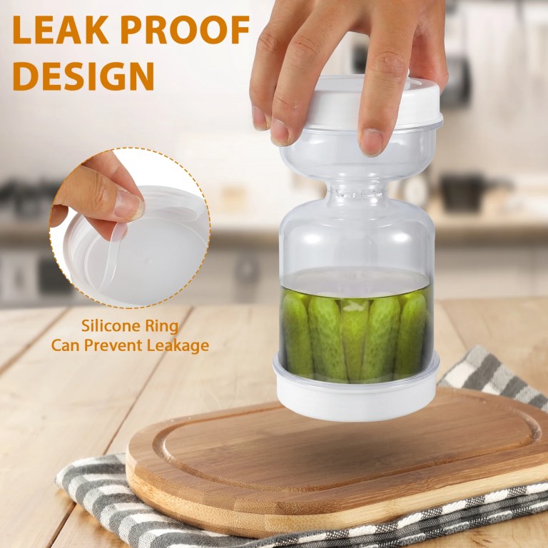 Pickle Jar with Forks | Dry & Wet Dispenser | Olives & Cucumber Separator Tool