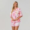 Flower Print Summer Lounge Set – Button-Up Top & Drawstring Shorts Flower Print Summer Lounge Set – Button-Up Top & Drawstring Shorts