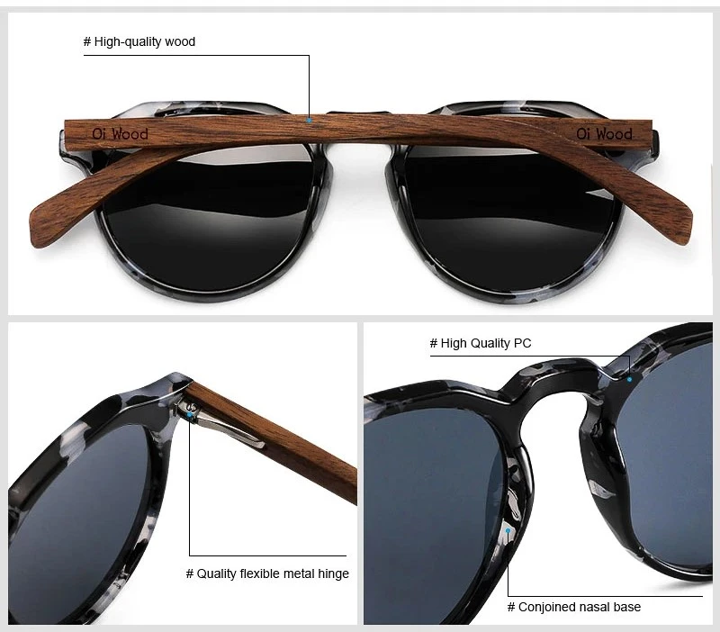 Oi Wood Sunglasses Walnut Wood Round Eyeglasses
