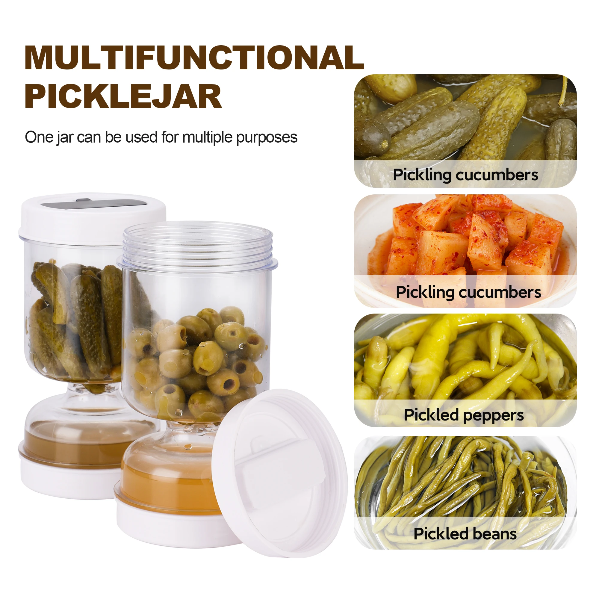 Olive & Pickle Strainer Jar | Hourglass Airtight Storage Container Olive & Pickle Strainer Jar | Hourglass Airtight Storage Container