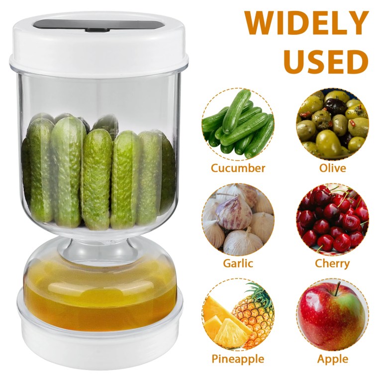 Pickle Jar with Forks | Dry & Wet Dispenser | Olives & Cucumber Separator Tool