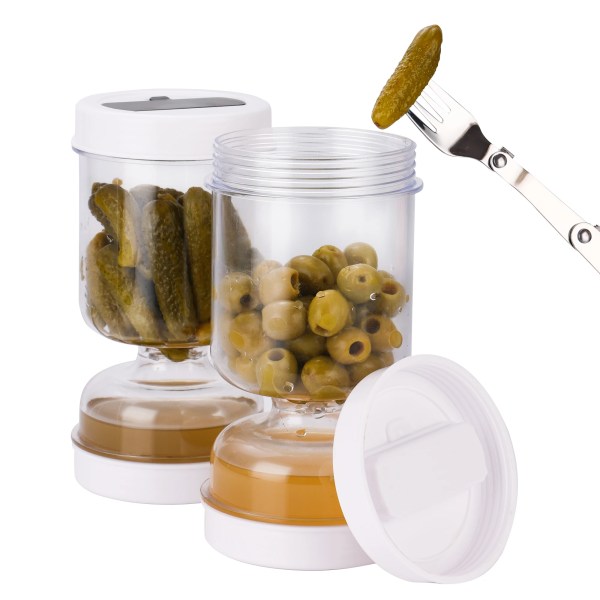 Olive & Pickle Strainer Jar | Hourglass Airtight Storage Container
