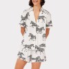 Zebra Print Summer PJ Set – Button-Up Short Sleeve T-Shirt & Elastic Shorts Zebra Print Summer PJ Set – Button-Up Short Sleeve T-Shirt & Elastic Shorts