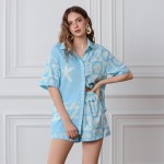Shell Print 2-Piece Pajama Set – Short Sleeve Shirt & Elastic Waist Shorts Shell Print 2-Piece Pajama Set – Short Sleeve Shirt & Elastic Waist Shorts