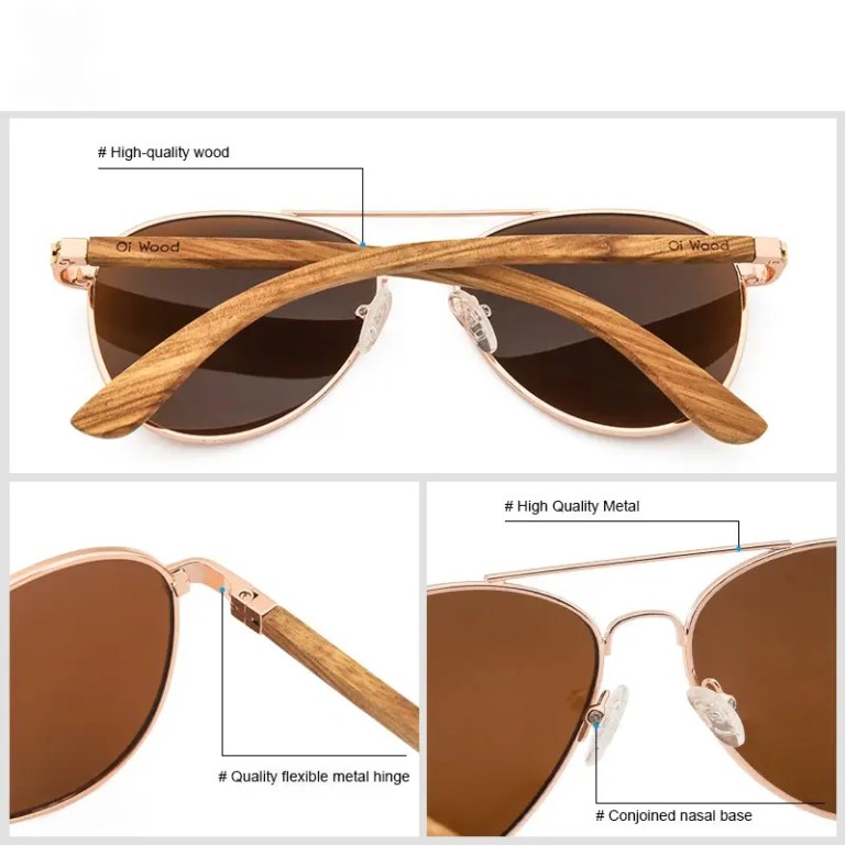 Oi Wood Sunglasses Pilot Sun Glasses Polarized Eyewear Blue Uv400 Lens