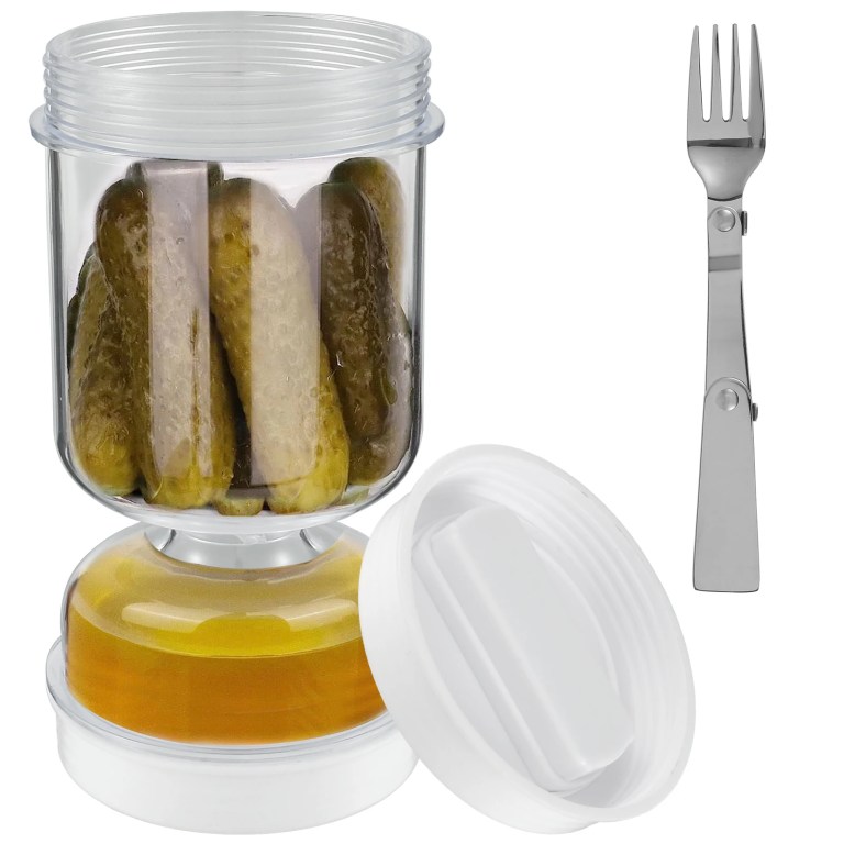 Pickle Jar with Forks | Dry & Wet Dispenser | Olives & Cucumber Separator Tool